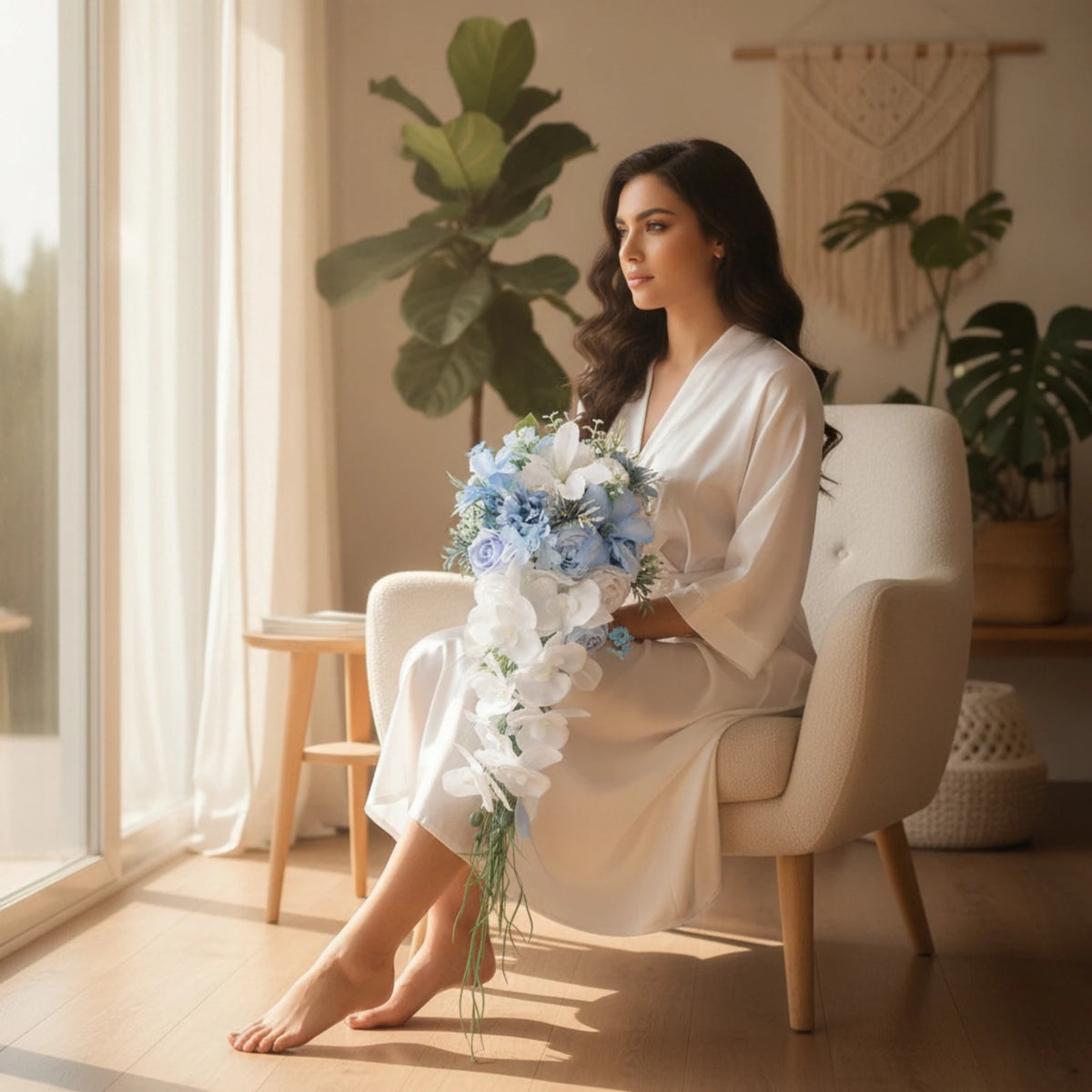 Waterfall Bouquet Romantic Cascading Bouquet Flowers Elegant Photo-Ready for Brides, Wedding Ceremonies, Outdoor Weddings