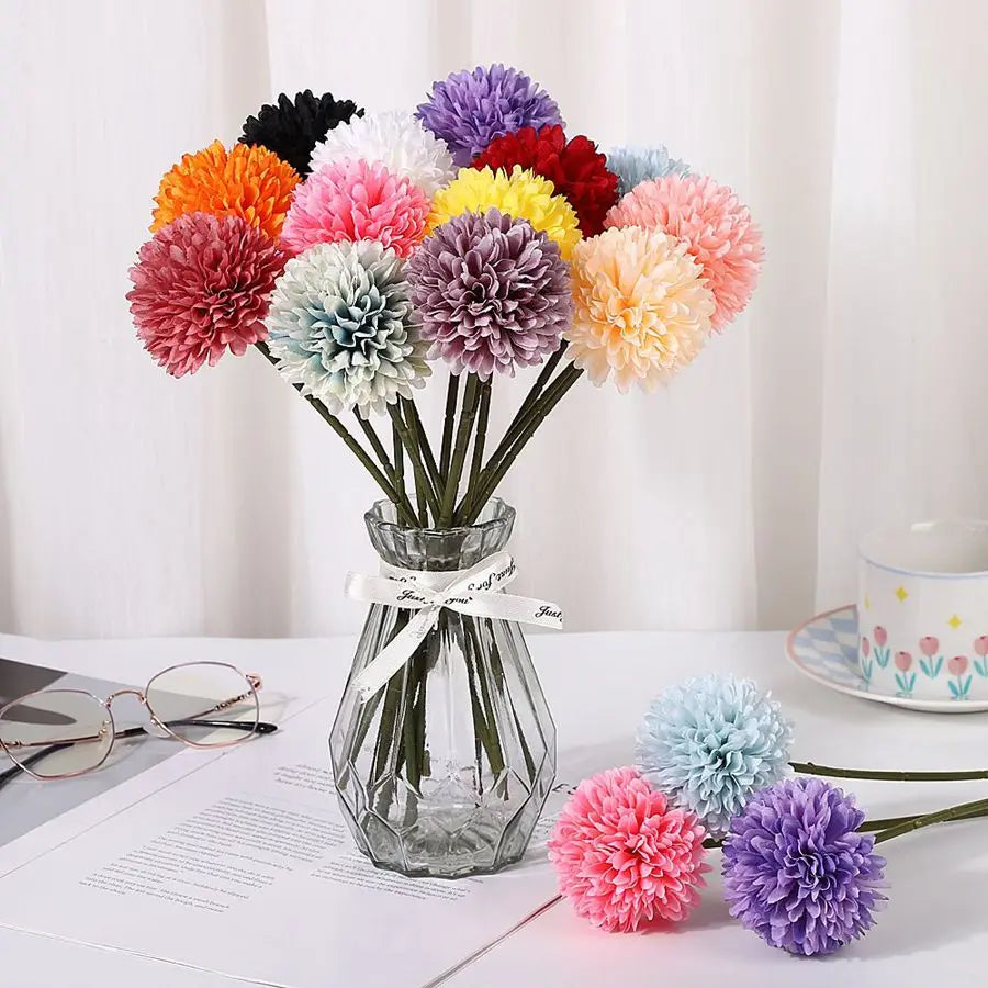 3/5PCS Artificial Flower Silk Dandelion Hydrangea Room Vase Wreaths Wedding Bouquet Bridal Festival Party Yard Accessories Decor
