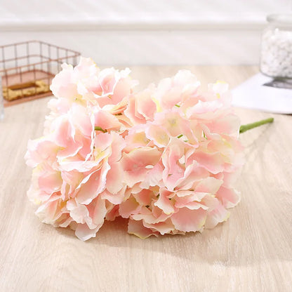 48CM Long 5 Heads Silk Hydrangea Heads with Stems Artificial Hydrangea Flower Head for Home Wedding Party Baby Shower Decoration