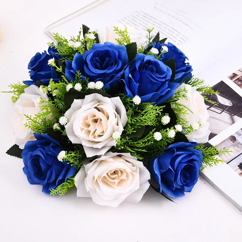 Cheap Artificial Flower Ball Plastic Green Mesh Base Silk Table Centerpieces For Wedding Decor Party Road Lead Flower Bouquets