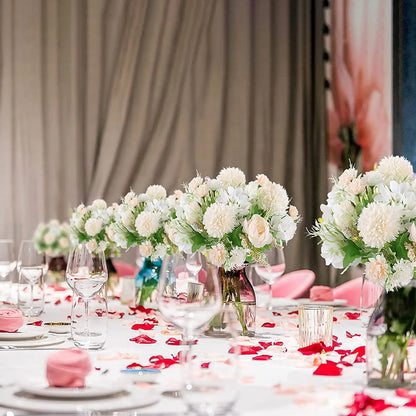 Artificial Flowers Rose Wedding Bouquet Fake Hydrangea Chrysanthemum Ball Flowers Bunch for Wedding Home Decoration Centerpieces