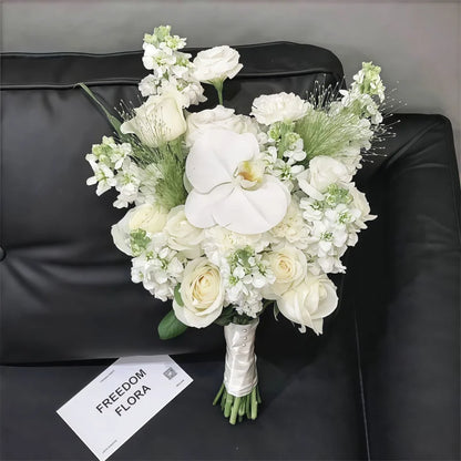 Korean Style Artificial Bridal Hand Bouquet, Tulip Mixed Flower with Ribbon for Wedding Photoshoot, Registry & Party Decor Props