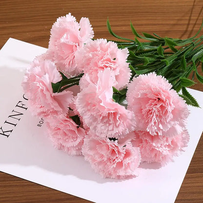 Artificial Carnations Pink Flowers 10pcs Silk Fake Flowers for Wedding Bouquets Floral Arrangements Mothers Day Gifts Home Decor