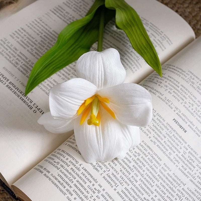 8pcs Brownie Tulip Artificial Flowers Bouquet PU Soft Fake Tulips for Home Office Room Decor Wedding Photography Props Flower