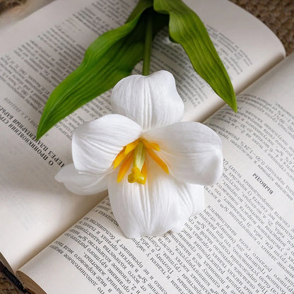 8pcs Brownie Tulip Artificial Flowers Bouquet PU Soft Fake Tulips for Home Office Room Decor Wedding Photography Props Flower