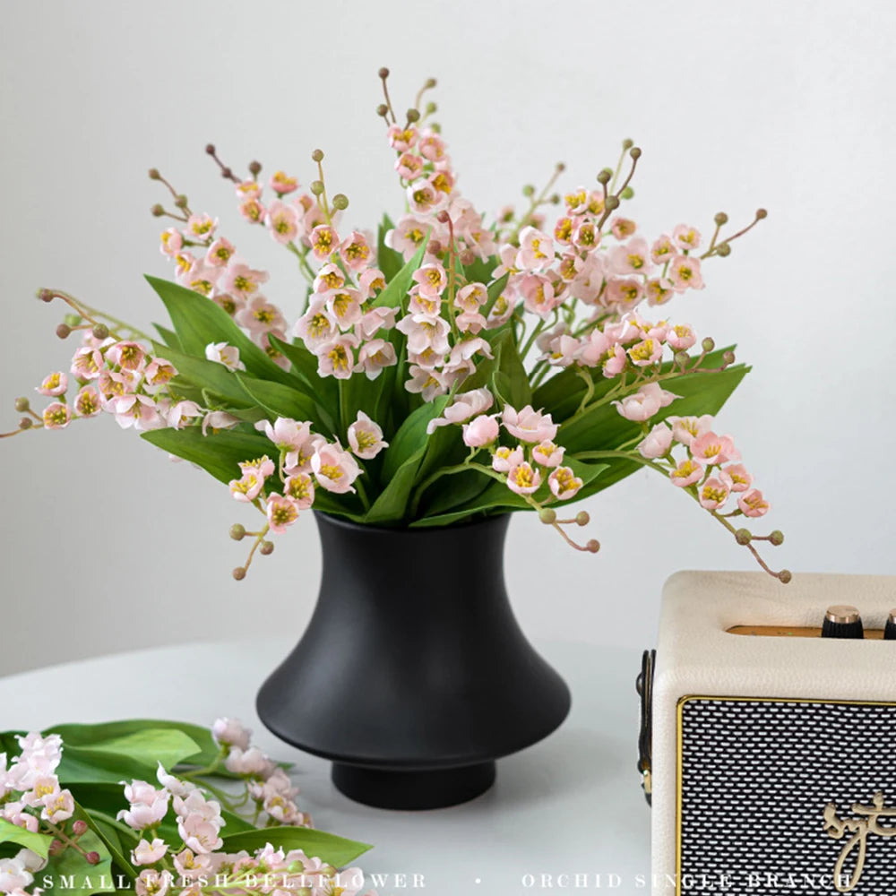 5pcs Lily of The Valley Artificial Flowers Silk Fake Flower for Bridal Wedding Bouquet Home Garden Party Living Room Decoration