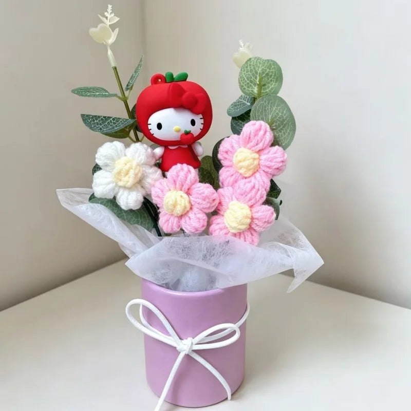Genuine Sanrio Characters With Artificial Flower Creative Hugging Bucket Bouquet Christmas Valentine Birthday Gifts For Girls