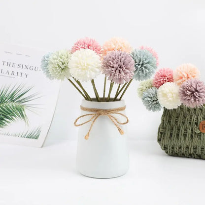 3/5PCS Artificial Flower Silk Dandelion Hydrangea Room Vase Wreaths Wedding Bouquet Bridal Festival Party Yard Accessories Decor