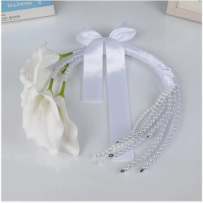 French Pearl Calla Lily Bridal Bouquet искусственные цветы для декора Bridesmaid Bouquets for Wedding Decoration Wedding Props