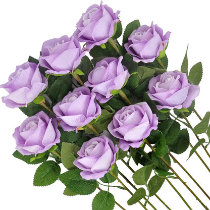 10pcs Artificial Flowers Silk Roses Long Branch Valentine's Day Bridal Bouquets Wedding Home Vase Table Decorations DIY Gift Box