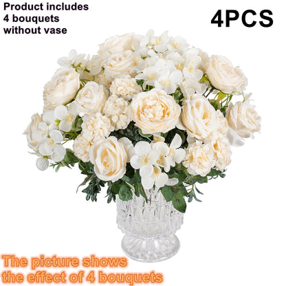 Artificial Flowers Silk Roses Peony Brial Bouquets Hydrangea Carnation Mother's Day Wedding Room Home Decora Graduation Gifts