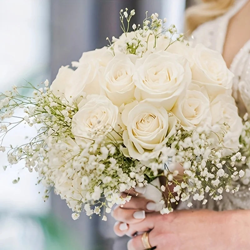 20pcs Realistic White Gypsophila Artificial Flowers - Elegant Faux Breath for Wedding Bouquets, DIY Home & Office Decor