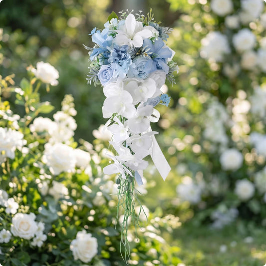 Waterfall Bouquet Romantic Cascading Bouquet Flowers Elegant Photo-Ready for Brides, Wedding Ceremonies, Outdoor Weddings