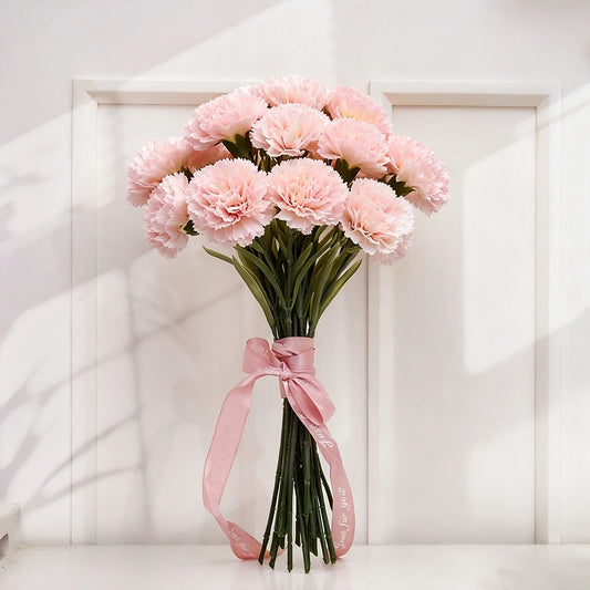 Artificial Carnations Pink Flowers 10pcs Silk Fake Flowers for Wedding Bouquets Floral Arrangements Mothers Day Gifts Home Decor