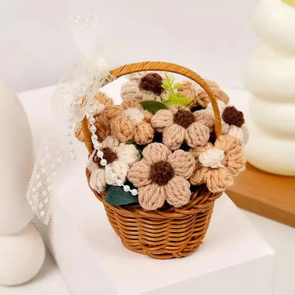 1PC Handmade Crochet Flower Bouquets Knitted Flowers for Christmas Wedding Housewarming Living Room Display