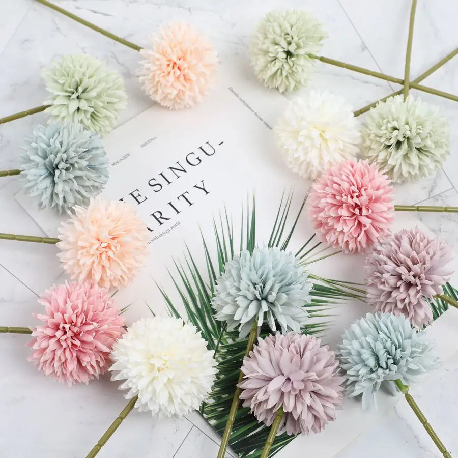 3/5PCS Artificial Flower Silk Dandelion Hydrangea Room Vase Wreaths Wedding Bouquet Bridal Festival Party Yard Accessories Decor