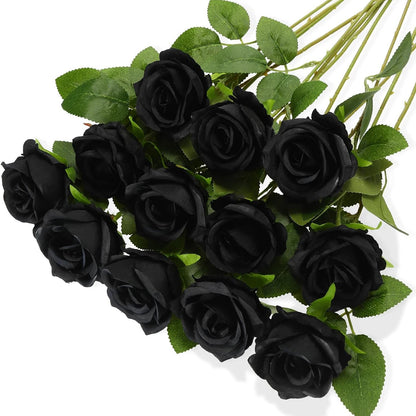 10pcs Artificial Flowers Silk Roses Long Branch Valentine's Day Bridal Bouquets Wedding Home Vase Table Decorations DIY Gift Box