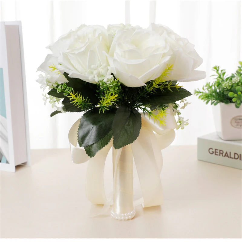 Bridal Flower Bouquet Wedding Supplies Artificial Silk Rose Peony Flower Wedding Bouquet Orchid Quality Bouquets