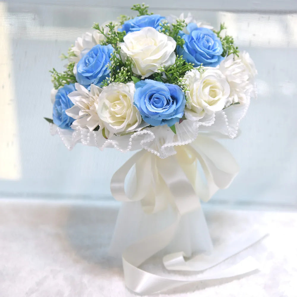 YO CHO Bridal Flower Bouquet Wedding Supplies Artificial Silk Rose Peony Flower Wedding Bouquet Dahlia Orchid Quality Bouquets