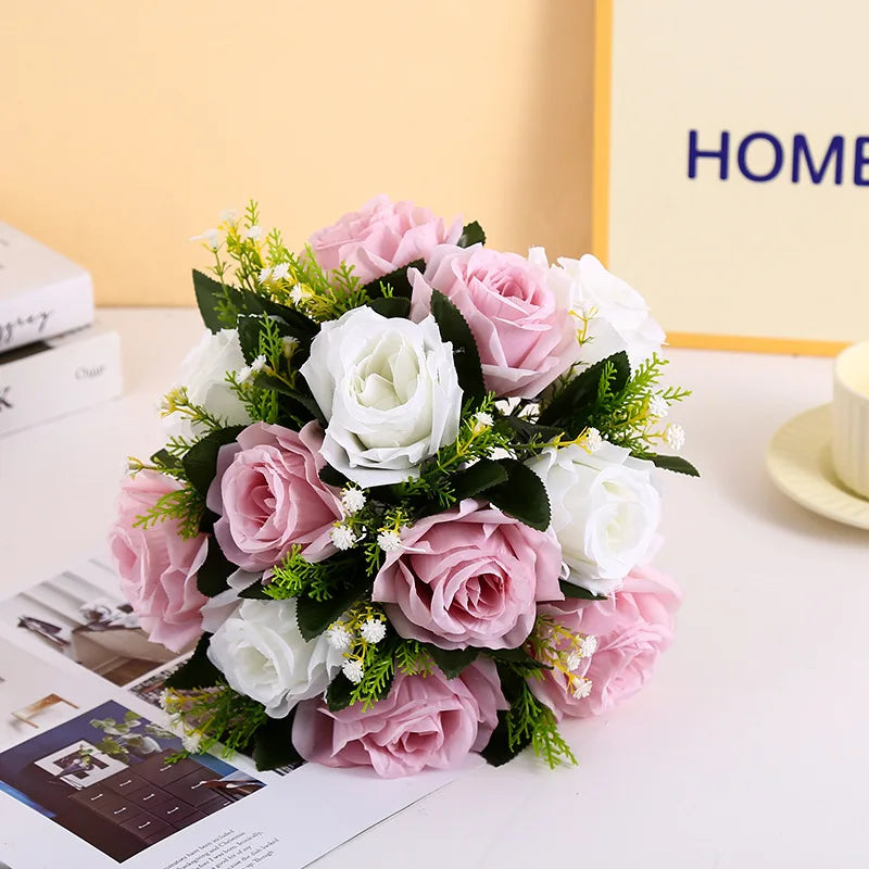 Cheap Artificial Flower Ball Plastic Green Mesh Base Silk Table Centerpieces For Wedding Decor Party Road Lead Flower Bouquets
