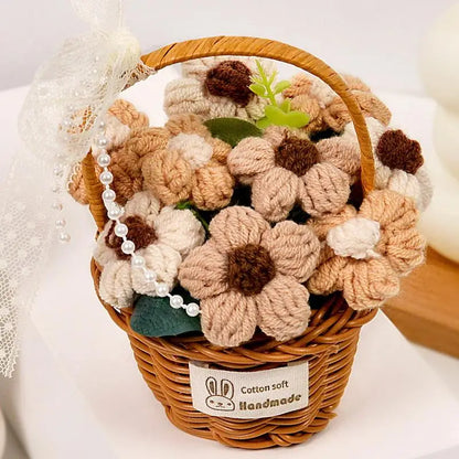 1PC Handmade Crochet Flower Bouquets Knitted Flowers for Christmas Wedding Housewarming Living Room Display