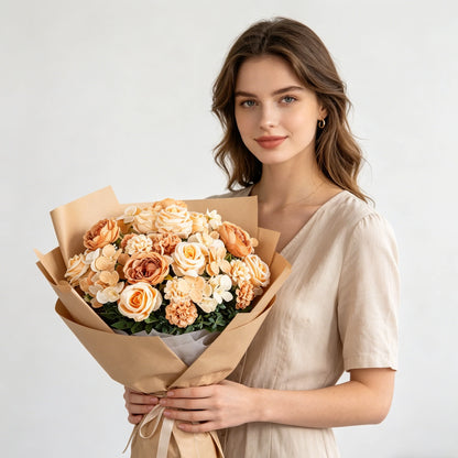 Artificial Flowers Silk Roses Peony Brial Bouquets Hydrangea Carnation Mother's Day Wedding Room Home Decora Graduation Gifts