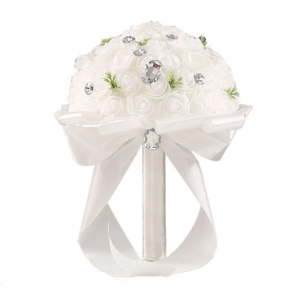 1 Pcs Wedding Hand Bouquets Romantic Bride Holding Flowers Artificial Diamond Roses Bouquets Wedding Supplies