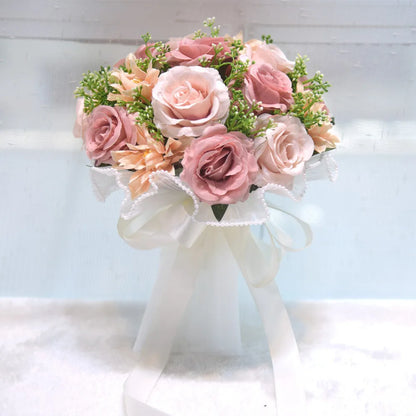 YO CHO Bridal Flower Bouquet Wedding Supplies Artificial Silk Rose Peony Flower Wedding Bouquet Dahlia Orchid Quality Bouquets