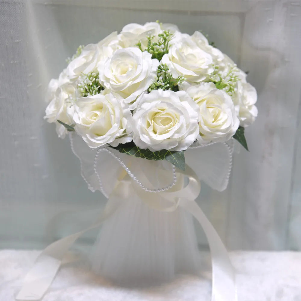 YO CHO Bridal Flower Bouquet Wedding Supplies Artificial Silk Rose Peony Flower Wedding Bouquet Dahlia Orchid Quality Bouquets