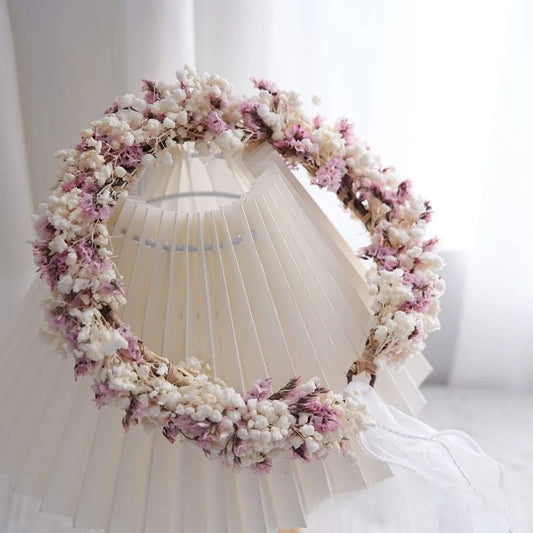 Preserved flower wreath, wall and door hanging decor, wearable bridal flower crown, Hawaiian lei, ideal for holiday gifts