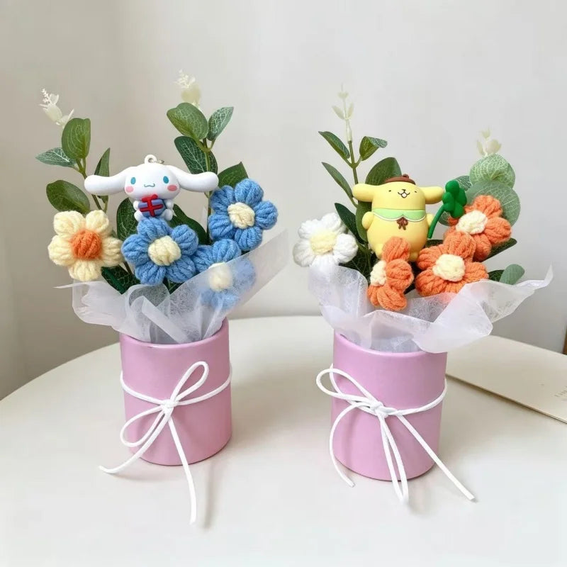Genuine Sanrio Characters With Artificial Flower Creative Hugging Bucket Bouquet Christmas Valentine Birthday Gifts For Girls
