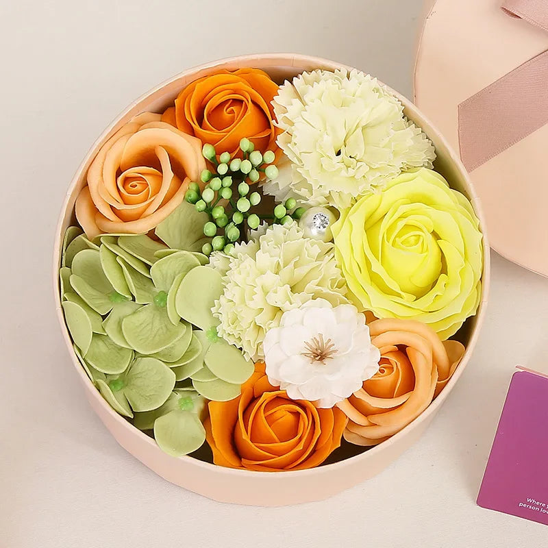 Soap Flower Gift Box Artificial Plant Essential Oil Flower Soap for Woman's Day Mother's Day Rose Carnation Bathroom Decoration