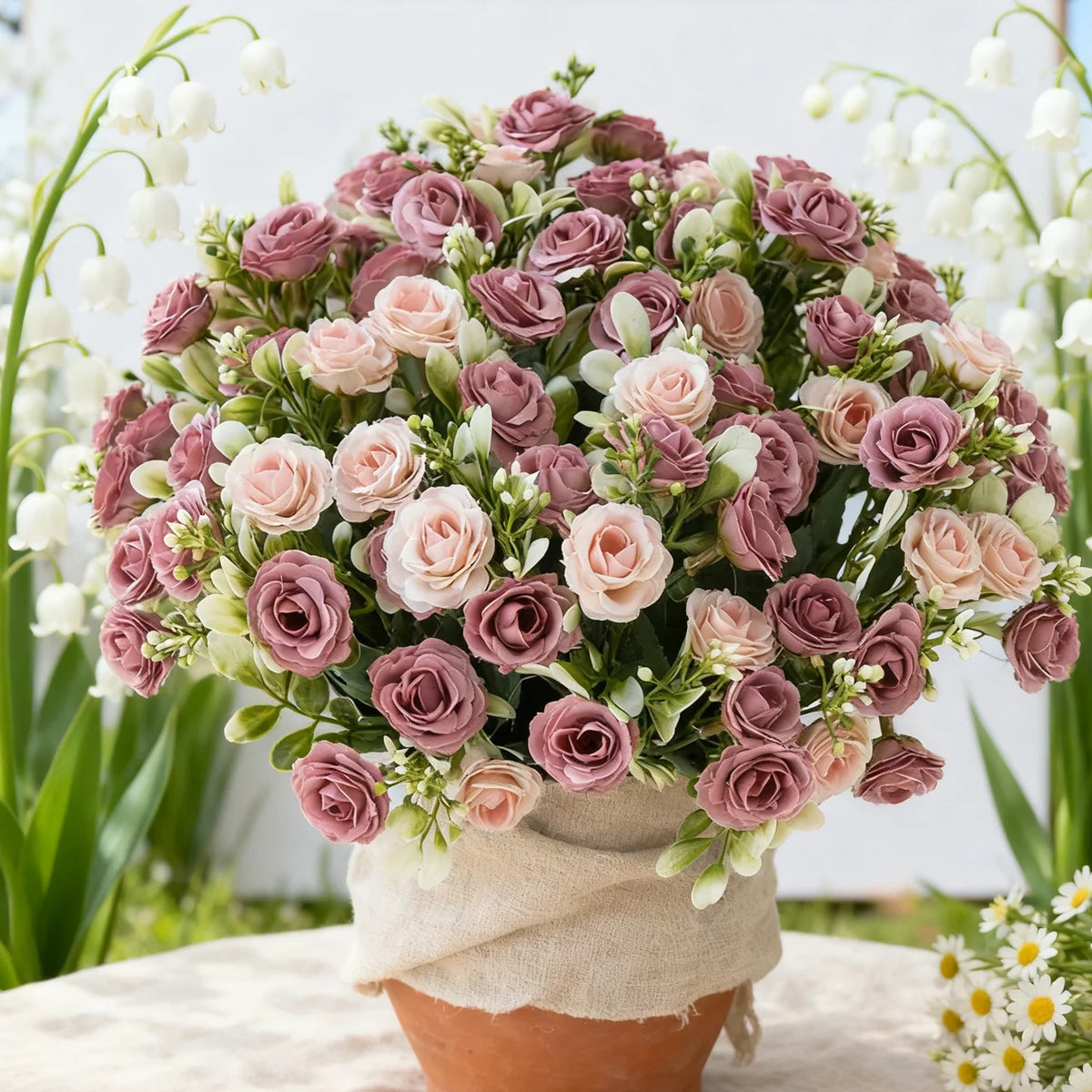 Artificial Flowers Silk Roses Wedding Bridal Bouquets Home Room Table Outdoor Garden Yard Wreath Festival Vase DIY Gifts Decora