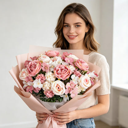 Artificial Flowers Silk Roses Peony Brial Bouquets Hydrangea Carnation Mother's Day Wedding Room Home Decora Graduation Gifts