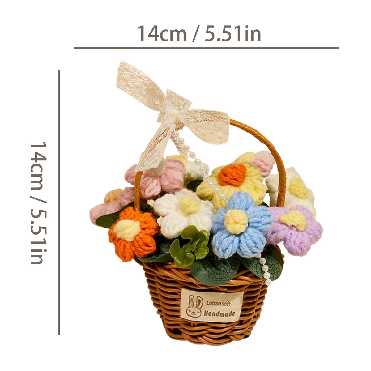 1pc Handmade Crochet Flower Bouquet, Knitted Daisy Flower Basket for Mother's Day, Christmas, Thanksgiving, Desk, Home Decor