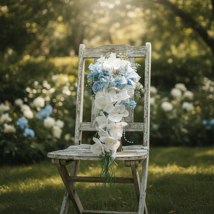 Waterfall Bouquet Romantic Cascading Bouquet Flowers Elegant Photo-Ready for Brides, Wedding Ceremonies, Outdoor Weddings