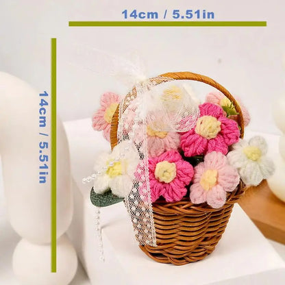1PC Handmade Crochet Flower Bouquets Knitted Flowers for Christmas Wedding Housewarming Living Room Display