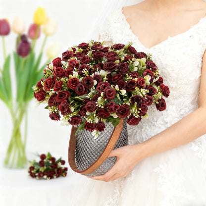 Artificial Flowers Silk Roses Wedding Bridal Bouquets Home Room Table Outdoor Garden Yard Wreath Festival Vase DIY Gifts Decora