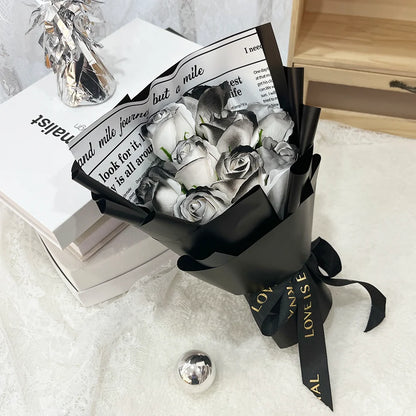 9 Heads Artificial Rose Bouquet Hand Holding Red Flower Birthday Valentine's Day Gift Wedding Bride Decoration Artificial Flower
