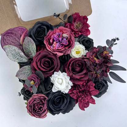 Yannew Terracotta Artificial Flowers Combo Box for DIY Wedding Bridal Bouquets Champagne Flower with Stem Arrangement Cake Decor