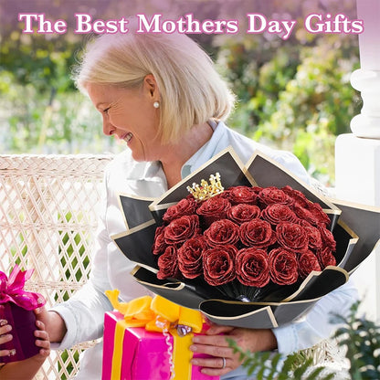 10Pcs/set Red Glitter Roses Bouquet DIY Gift Set Artificial Flower for Valentines Mother's Day Gift Home Wedding Decoration