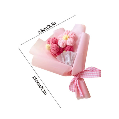 Mini Crochet Flower Bouquet Handmade Artificial Flower Woven Bouquet Wedding Guests Gift Christmas Gifts