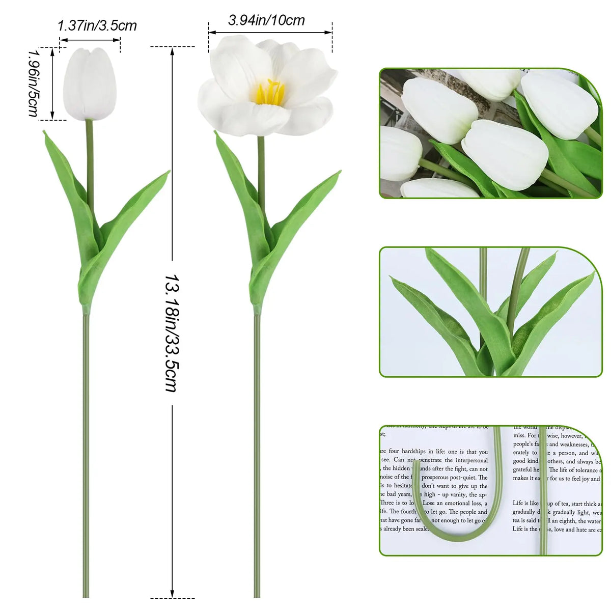 8pcs Brownie Tulip Artificial Flowers Bouquet PU Soft Fake Tulips for Home Office Room Decor Wedding Photography Props Flower