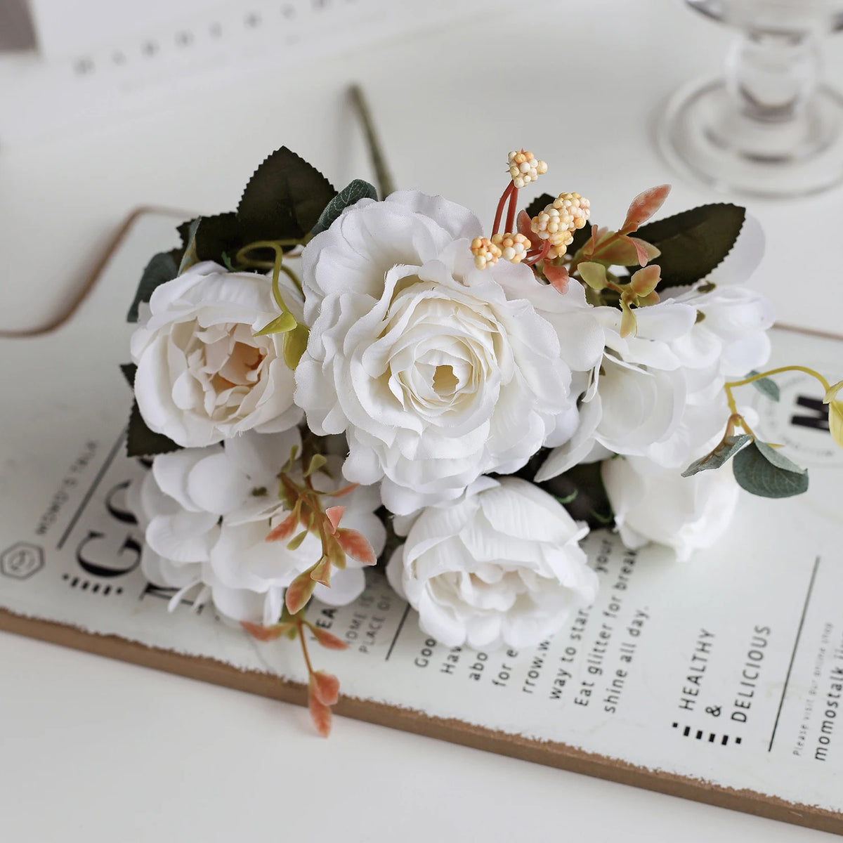 10PCS Artificial Peony Flowers Silk Hydrangea Rose Living Room Home Vase Garden Yard Wedding Bridal Bouquet Diy Party Decoration