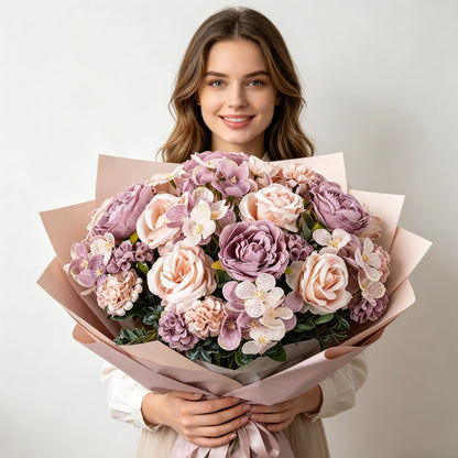 Artificial Flowers Silk Roses Peony Brial Bouquets Hydrangea Carnation Mother's Day Wedding Room Home Decora Graduation Gifts