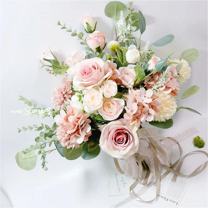 Pink Rose Flower Bouquet Bridal Wedding Bouquet Wedding Accessories Wedding Props Marriage Party Homecoming