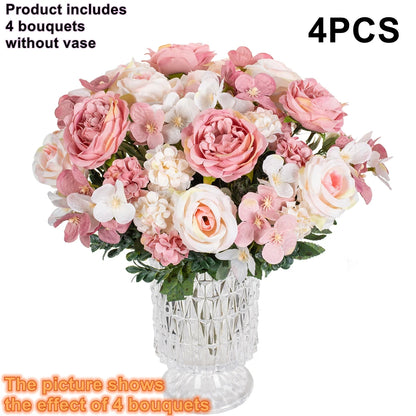 Artificial Flowers Silk Roses Peony Brial Bouquets Hydrangea Carnation Mother's Day Wedding Room Home Decora Graduation Gifts