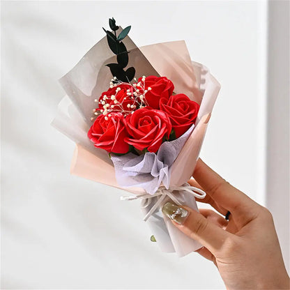 3/6/9 Heads Rose Soap Flower Bouquet Valentine'S Day Artificial Flower Bouquet Gift Women/Men Valentine Day Gift Wedding Decor