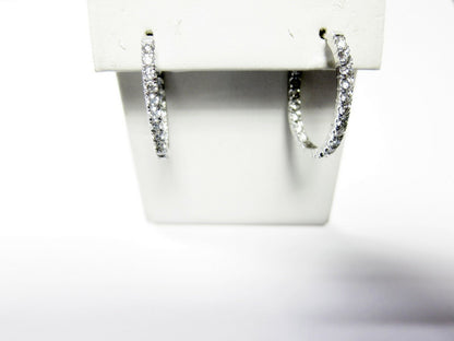 DIAMOND INSIDE OUTSIDE SET HOOP EARRING ROUND BRILLIANT EARRING DIAMOND EARRING