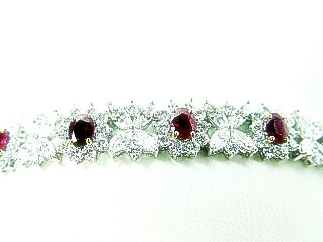 RUBY OVAL SHAPE FINE RED 10 STONE DIAMOND 120 ROUND SHAPE 40 MARQUISE BRACELET